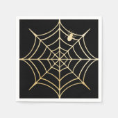 Serviette En Papier Black & Gold Éffrayant Halloween Spiderweb & Spide (Devant)