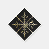 Serviette En Papier Black & Gold Éffrayant Halloween Spiderweb & Spide (Coin)