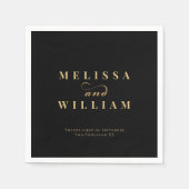 Serviette En Papier Black Gold Elegant Mariée et Mariage de chambre (Devant)