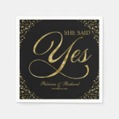 Serviette En Papier Black Gold Elle A Dit Oui Engagement (Devant)