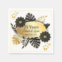 Black & Gold Floral 25e anniversaire - NOUS LE FAI