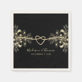 Serviette En Papier Black Gold Floral Mariage Cocktail Napkins (Devant)