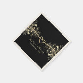 Serviette En Papier Black Gold Floral Mariage Cocktail Napkins (Coin)