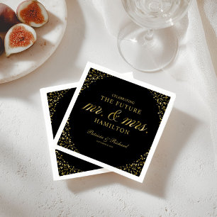 Serviette En Papier Black Gold Future Monsieur et Madame Soirée de Fia
