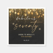 Serviette En Papier Black Gold Glitter Sparkle Glam 70th Birthday  (Devant)