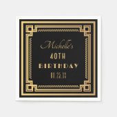 Serviette En Papier Black Gold Great Gatsby Art Déco Anniversaire (Devant)
