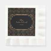 Serviette En Papier Black Gold Great Gatsby Art Déco Mariage des année (Devant)