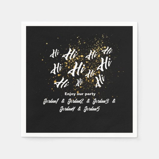 Serviette En Papier Black Gold Group Friends Joint Anniversaire (Devant)