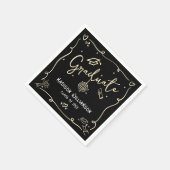 Serviette En Papier Black Gold Hand Drawn Doodles Style Fun Graduation (Coin)