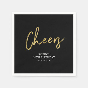 Serviette En Papier Black & Gold Lettres pour fête d'anniversaire ad