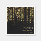 Serviette En Papier Black Gold Light String Adult Anniversaire (Devant)