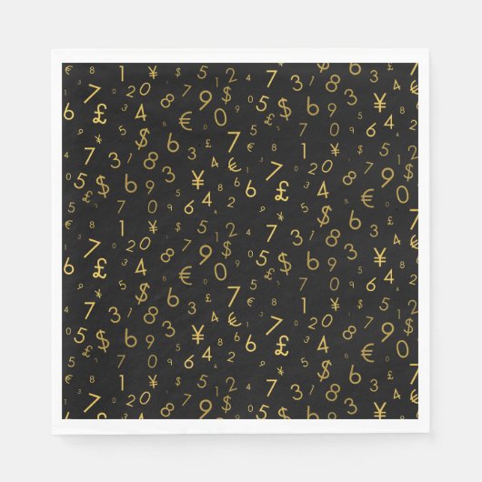 Serviette En Papier Black Gold Luxury Numéros Devise Symboles Motif (Devant)