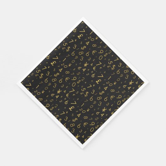 Serviette En Papier Black Gold Luxury Numéros Devise Symboles Motif (Coin)