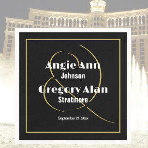 Serviette En Papier Black Gold Minimal Élégant Parti Personnalisé