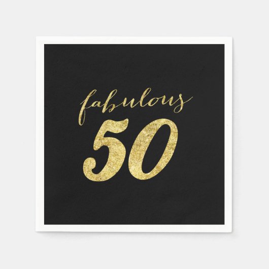 Serviette En Papier Black & Gold moderne Fabuleux 50 Anniversaire (Devant)