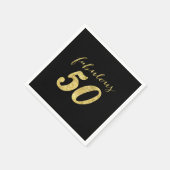 Serviette En Papier Black & Gold moderne Fabuleux 50 Anniversaire (Coin)