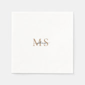 Serviette En Papier Black & Gold Nom & Monogram Mariage Cocktail (Devant)