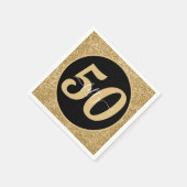 Serviette En Papier Black & Gold Parties scintillant 50 Cinquante ans  (Coin)