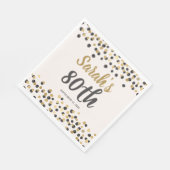 Serviette En Papier Black Gold Parties scintillant 80e anniversaire (Coin)