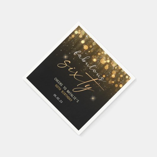 Serviette En Papier Black Gold Parties scintillant Sparkle Glam 60e an (Coin)