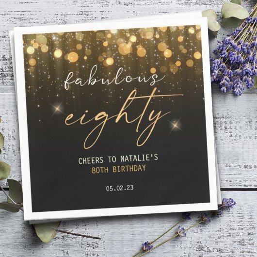 Serviette En Papier Black Gold Parties scintillant Sparkle Glam 80e an