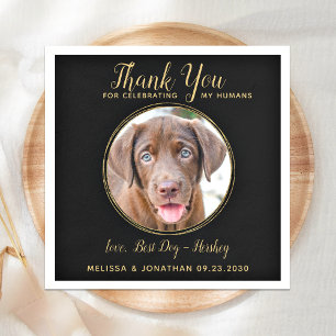 Serviette En Papier Black Gold Pet Mariage Merci personnalisé Chien Ph