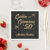 Serviette En Papier Black Gold Retro Golden Glamorous 50th Birthday (En situation)