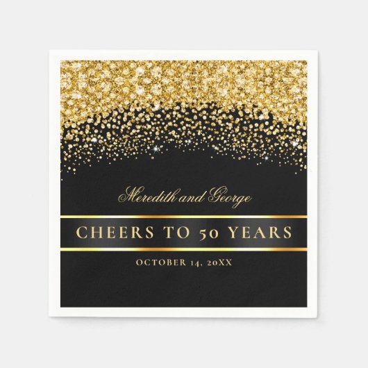 Serviette En Papier Black Gold salue 50 ans 50e anniversaire (Devant)