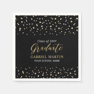 Serviette En Papier Black & Gold School Graduation Party