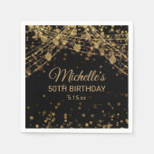 Serviette En Papier Black Gold String Lumières Parties scintillant Adu (Devant)
