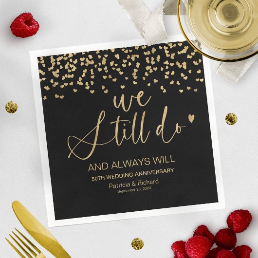 Serviette En Papier Black Gold Stylish Nous Faisons Encore Mariage Vow