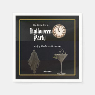 Serviette En Papier Black Gold Time Pour Boos et Boissons Halloween Pa