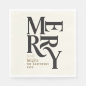 Serviette En Papier Black & Gold vintage merry chritsmans (Devant)