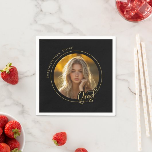 Serviette En Papier Black Gold Yellow Photo Party (En situation)