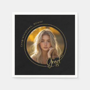 Serviette En Papier Black Gold Yellow Photo Party