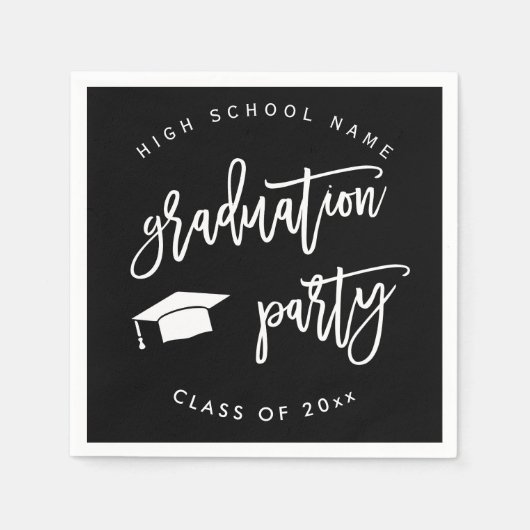 Serviette En Papier Black Graduation Party Classe de cocktail (Devant)