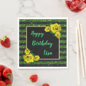 Serviette En Papier Black Green Parties scintillant rayures Roses Jaun (En situation)