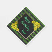 Serviette En Papier Black Green Parties scintillant rayures Roses Jaun (Coin)