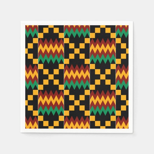 Serviette En Papier Black, Green, Red, et Yellow Kente Cloth (Devant)