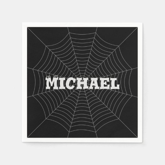 Serviette En Papier Black grey spider web Halloween motif Votre nom (Devant)