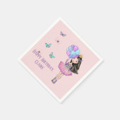 Serviette En Papier Black Haired, Yeux Brown, Princesse d'anniversaire (Coin)
