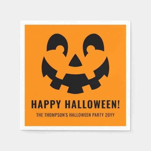 Serviette En Papier Black Happy Halloween Citrouille forme visage sur (Devant)