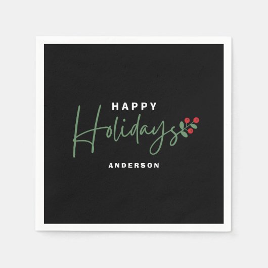 Serviette En Papier Black Happy Holiday (Devant)