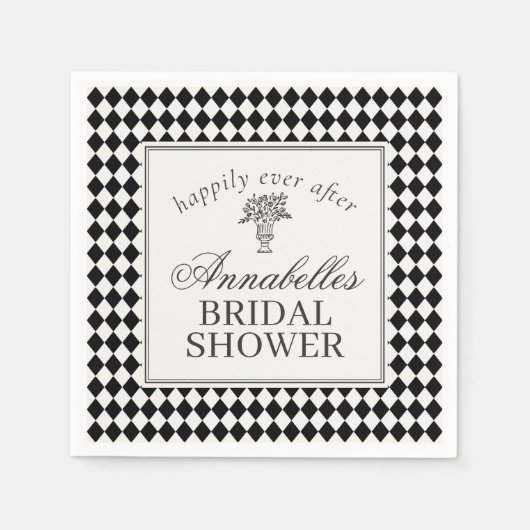 Serviette En Papier Black Harlequin Checkered Bridal Shower (Devant)