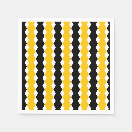 Serviette En Papier Black & Jaune Géométrique Funky Motif moderne (Devant)