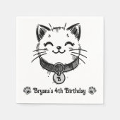 Serviette En Papier Black Kitty Chat Kitten fête d'anniversaire (Devant)