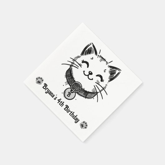 Serviette En Papier Black Kitty Chat Kitten fête d'anniversaire (Coin)