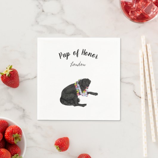 Serviette En Papier Black Lab avec Lei Cocktail Napkins (En situation)