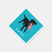Serviette En Papier Black Lab Dog avec USA American Flag, 4 juillet (Coin)