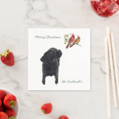 Serviette En Papier Black Labrador Cardinals de Noël mignon chien (En situation)
